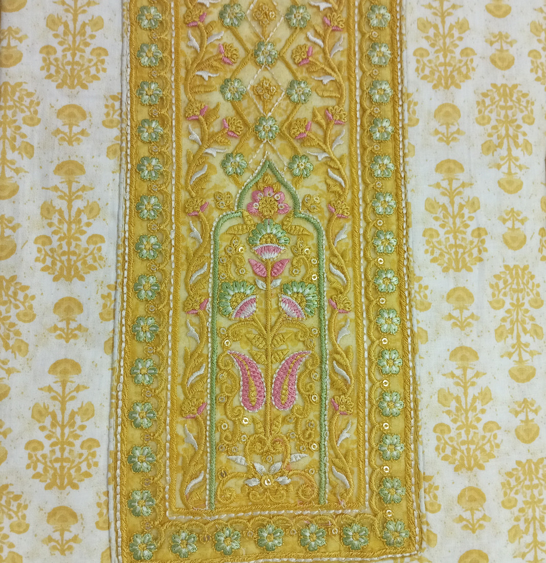 Sublime W Pure Cotton Embroidered Salwar Suit Material – Yellow – view 5