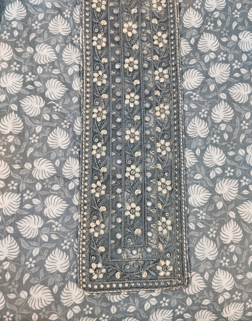 Sublime W Pure Cotton Printed Salwar Suit Material – Grey – view 2