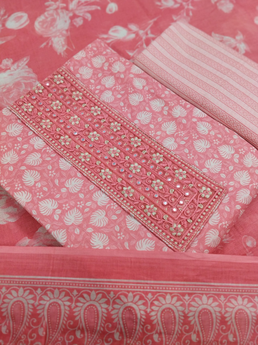 Sublime W Pure Cotton Printed Salwar Suit Material – Pink – view 2