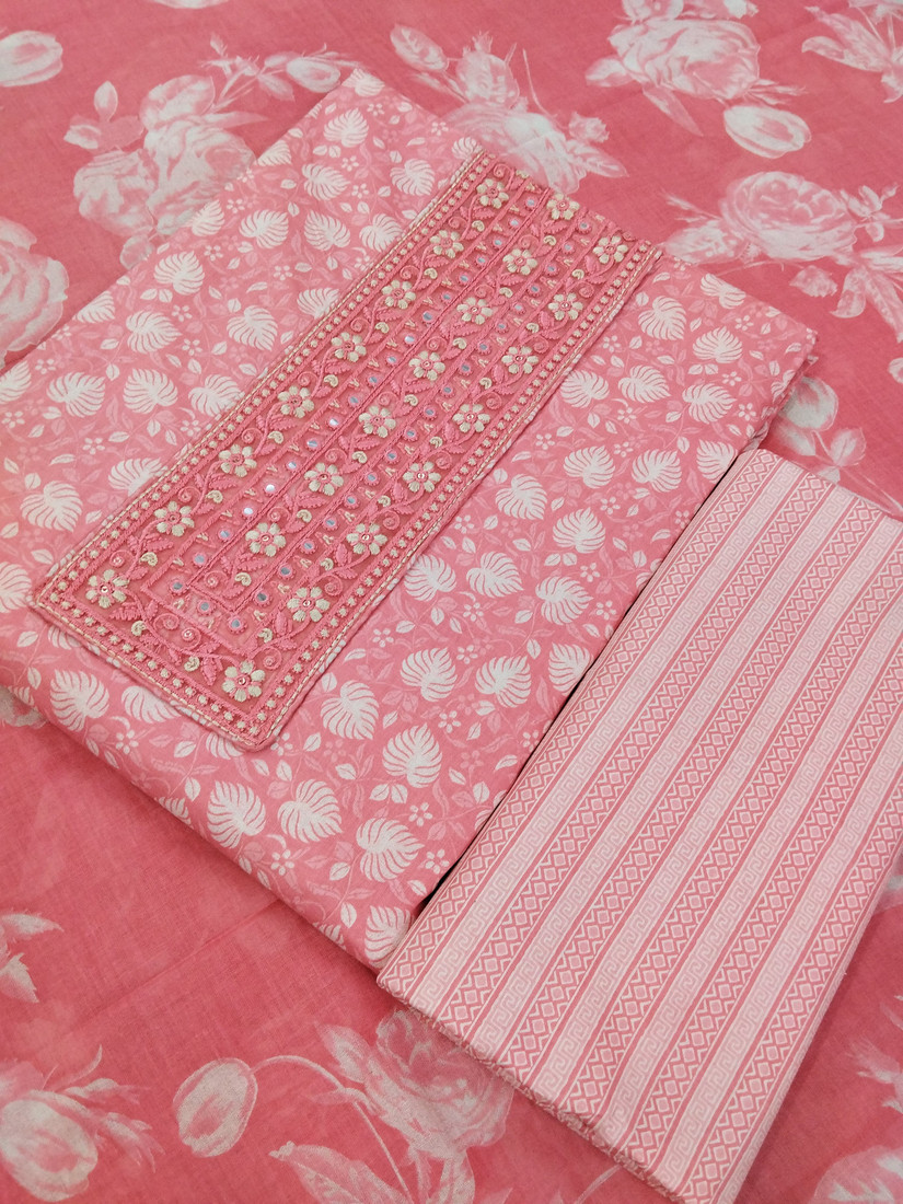 Sublime W Pure Cotton Printed Salwar Suit Material – Pink – view 3