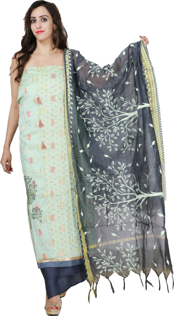 Sublime W Satin Embroidered Salwar Suit Material โ Multicolor