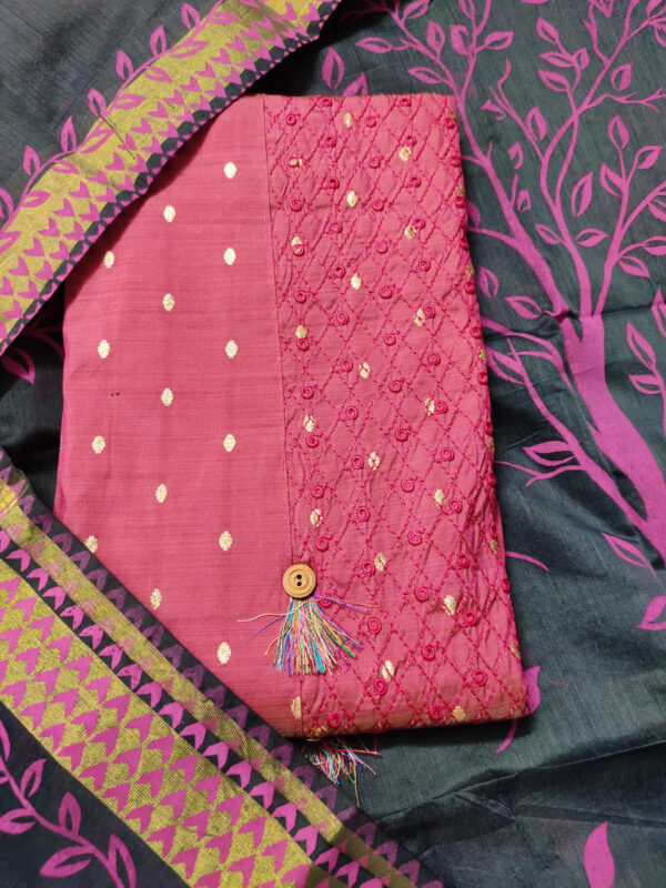 Sublime W Satin Embroidered Suit Fabric – Dark Pink