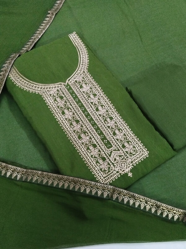 Sublime W Silk Blend Embroidered Salwar Suit Material – Green