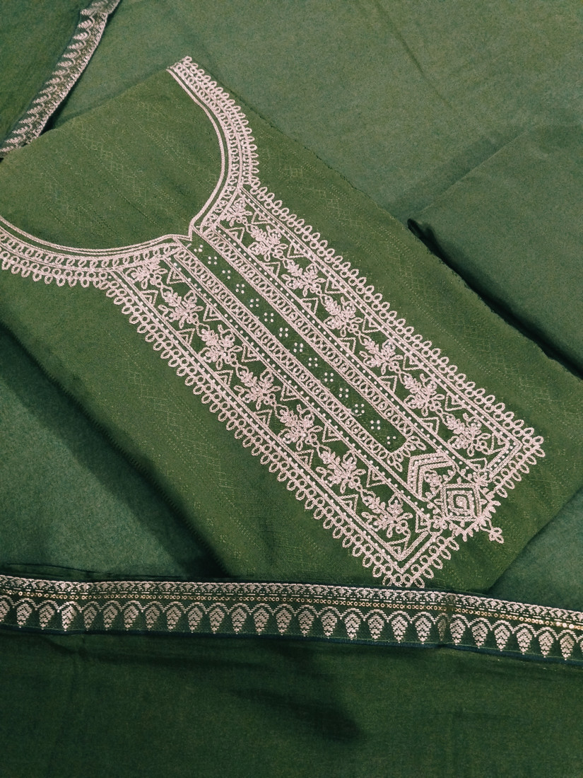 Sublime W Silk Blend Embroidered Salwar Suit Material – Green – view 2