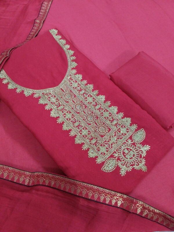 Sublime W Silk Blend Embroidered Salwar Suit Material () – Red