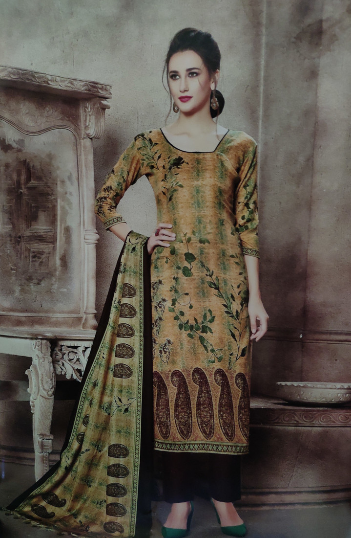 Sublime W Wool Printed Salwar Suit Material () – Multicolor – view 2
