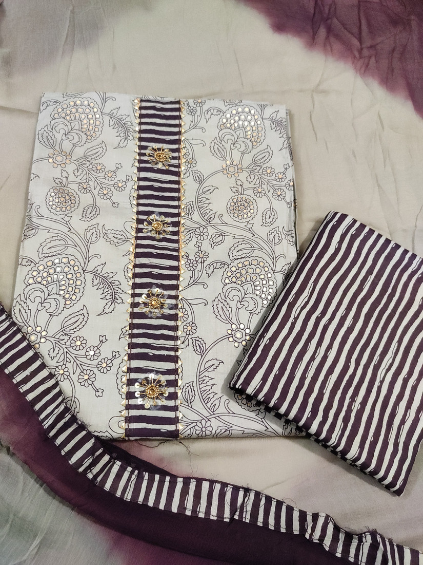 Sublime W Cotton Blend Floral Print Salwar Suit Material – Wine – view 2