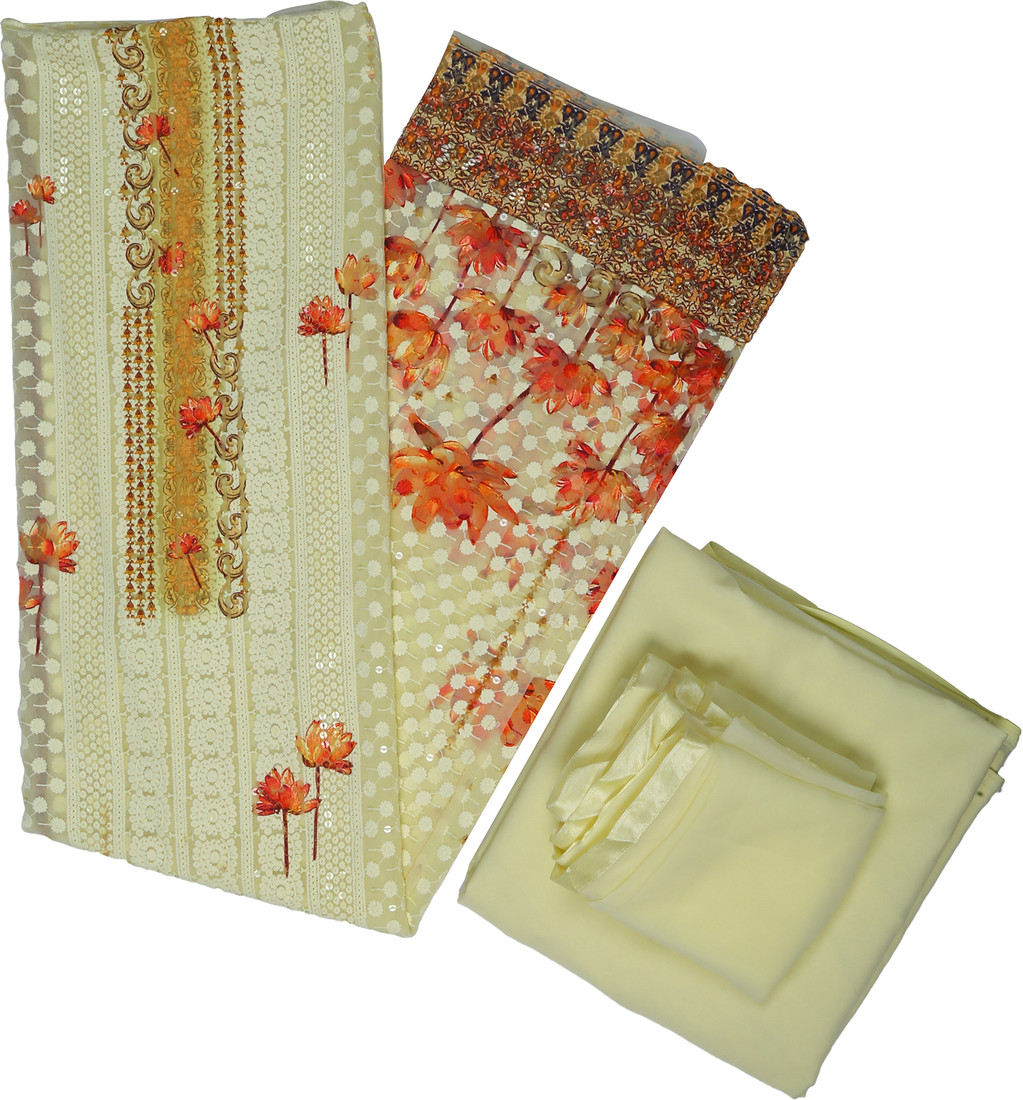 Sublime W Georgette Embroidered Kurta & Churidar Material – Lemon