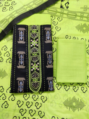 Sublime W Polycotton Embroidered Salwar Suit Material – Black & Green