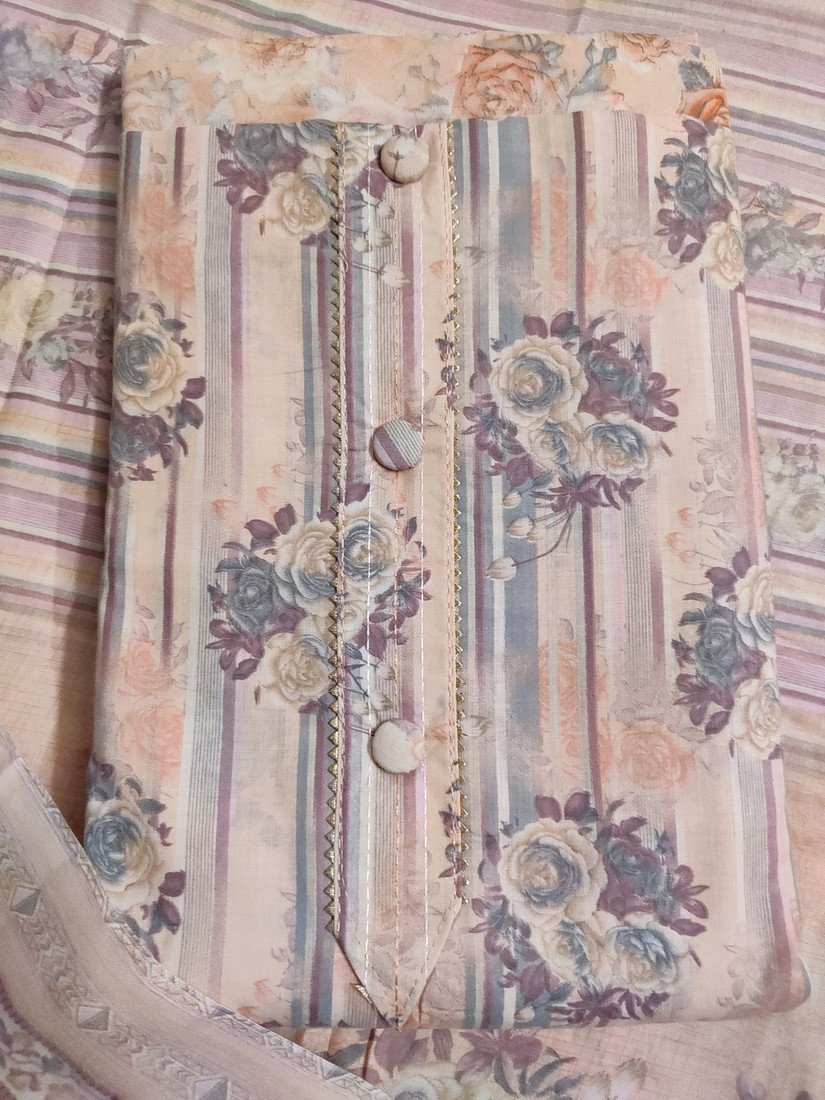 Sublime W Polycotton Floral Print Salwar Suit Material – Light Orange – view 2