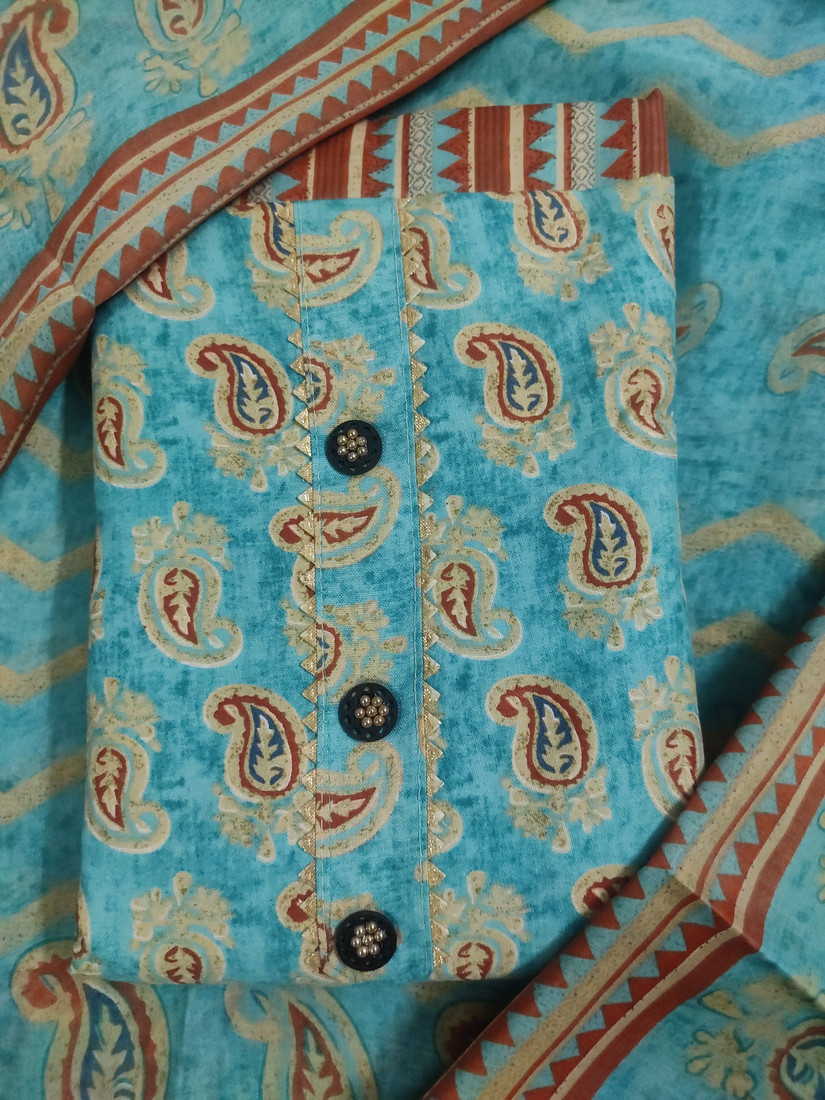 Sublime W Polycotton Printed Kurta & Churidar Material – Light Blue – view 2