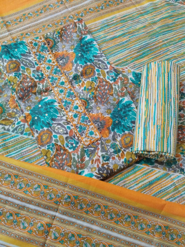 Sublime W Pure Cotton Embroidered Salwar Suit Material – Multicolor